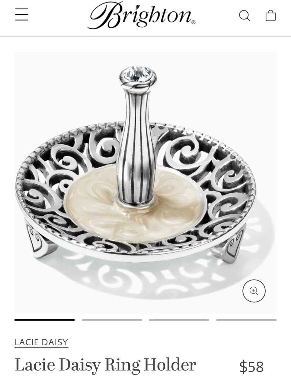 Brighton Silver & Cream Lacie Daisy Ring Holder